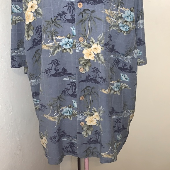 🎁Like New Vintage Jamaica Jaxx Men's Blue/White Silk Jamaican Shirt- Large - Picture 4 of 8